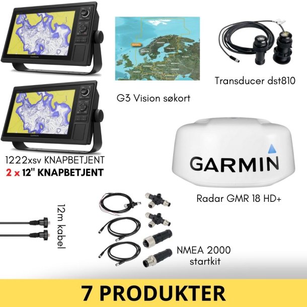 Hilsen Urimelig ønskelig GPSMAP 1222xsv x 2stk + Søkort 3G Vision 721L + GMR 18 HD+ inkl. DST810  Transducer + M - Garmin GPS / Kortplotter - Shipshape.dk – køb udstyr til  din båd
