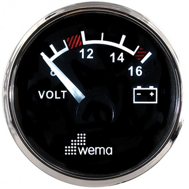 Wema Voltmeter RF/sort 8-16V